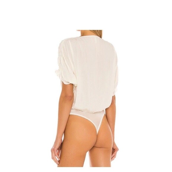 Intimately Free People Cleo Bodysuit XS Ivory Front Oversized Ruched Chic - Picture 4 of 5